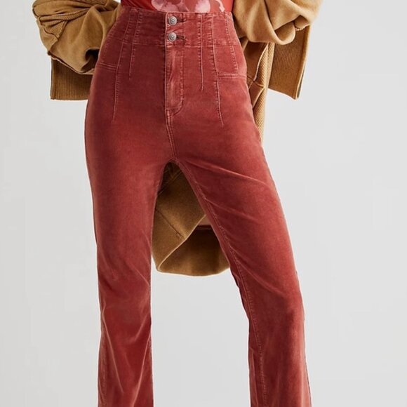 Free People Jayde Cord High Rise Flare in Baked - Picture 4 of 9